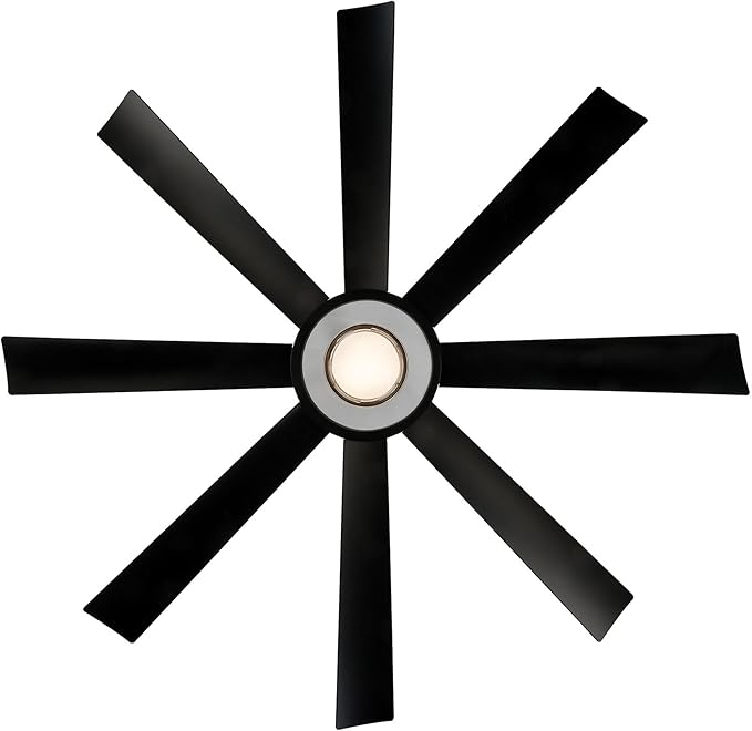 Modern Forms Aura Indoor and Outdoor 8-Blade 60in Smart Ceiling Fan in Matte Black with 2700K-3000K-4000K-5000K Selectable LED Light Kit and Remote Control works with Alexa and iOS or Android App
