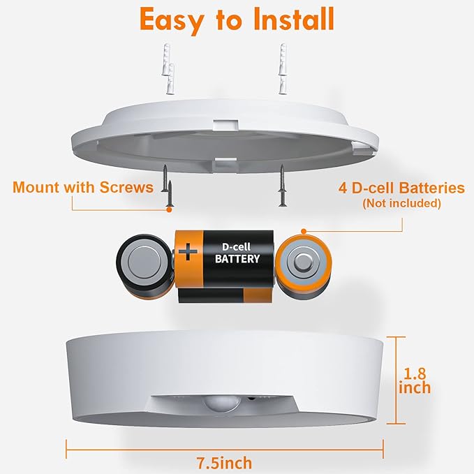 BLS Motion Sensor Ceiling Light with Remote, Battery Operated Lighting, 120 LED Closet Lights Motion Activated, Wireless Lamp for Shed Laundry Stairs Garage Bathroom Shower Porch 400 LM