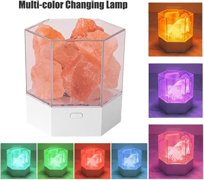 USB Himalayan Salt Rock Lamp with Color Changing, Natural Crystal Stone Aroma Diffuser Dimmable Night Light for Home Decor Zen Yoga Spa Meditation