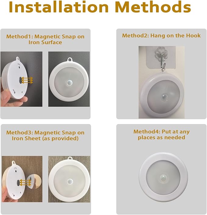 Motion Sensor Night Light, Portable LED Light, Cordless Lamp, Battery Operated Wall Sconces for Corridor, Stairs, Wardrobe, Cabinet, Bedroom, Washroom, Backyard, Garages (White 3P)