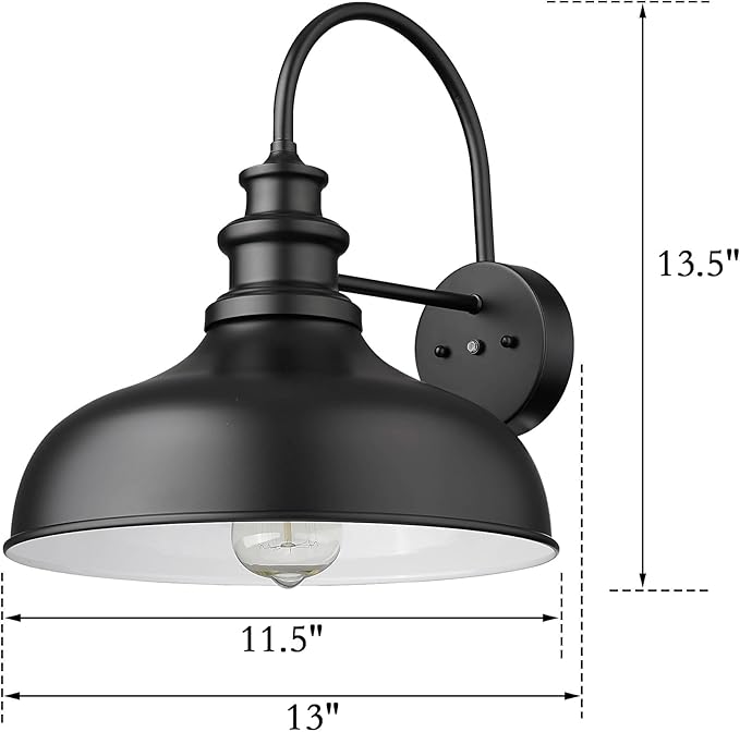 Bestshared Dusk to Dawn Sensor Farmhouse Barn Light, Outdoor Wall Sconce, Outdoor Wall Lantern for Porch, Exterior Light Fixtures Porch Lights (Black+White, 2 Pack)