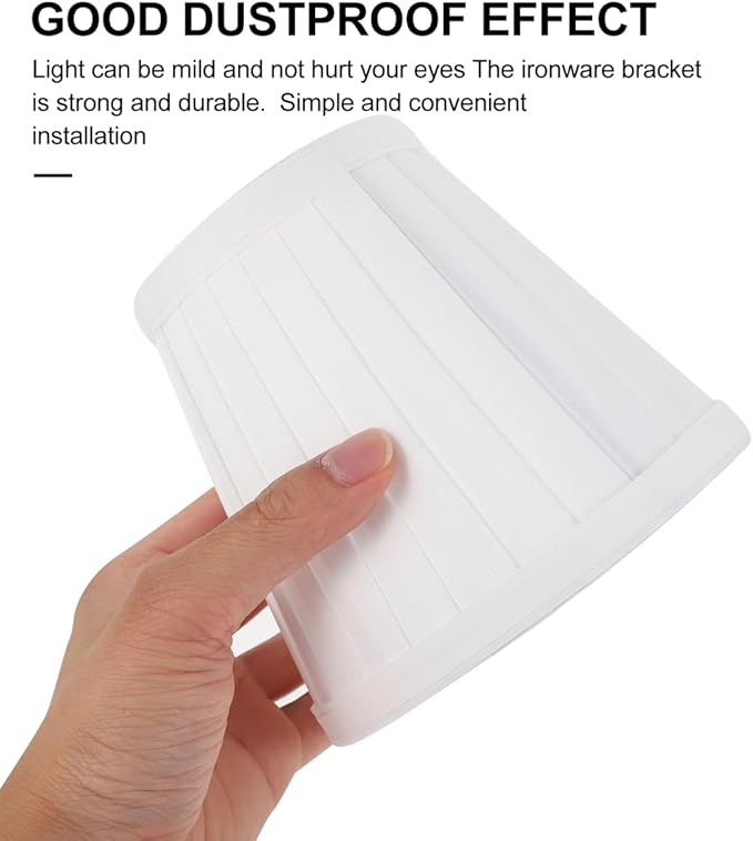 Small Lamp Shade - Clip On Bulb Lampshade Fabric Mini Fitter Replacement for Chandelier Table Floor Wall, 5x5x3 Inch, White