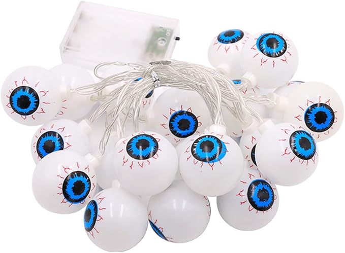 Halloween String Lights 10Ft 20 LEDs Battery Operated Outdoor Decorations Eyeball Lights for Halloween Party Decor
