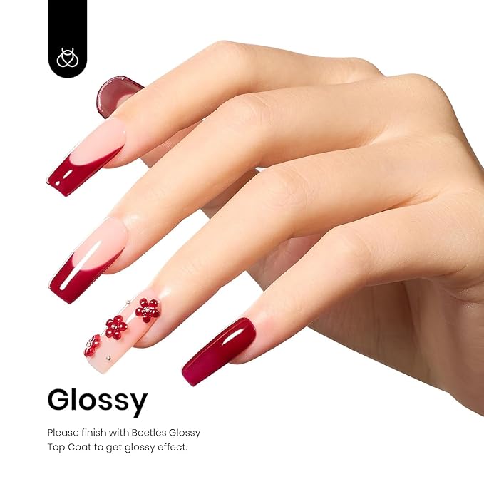 Beetles Red Gel Polish - Oxblood Red 15ML/0.51Fl Oz, Maroon Dark Burgundy Gel Nail Polish, Soak Off UV LED Lamp Burgundy Wine Color Nails Art, Long-Lasting Manicure Salon DIY Home Gifts for Woman