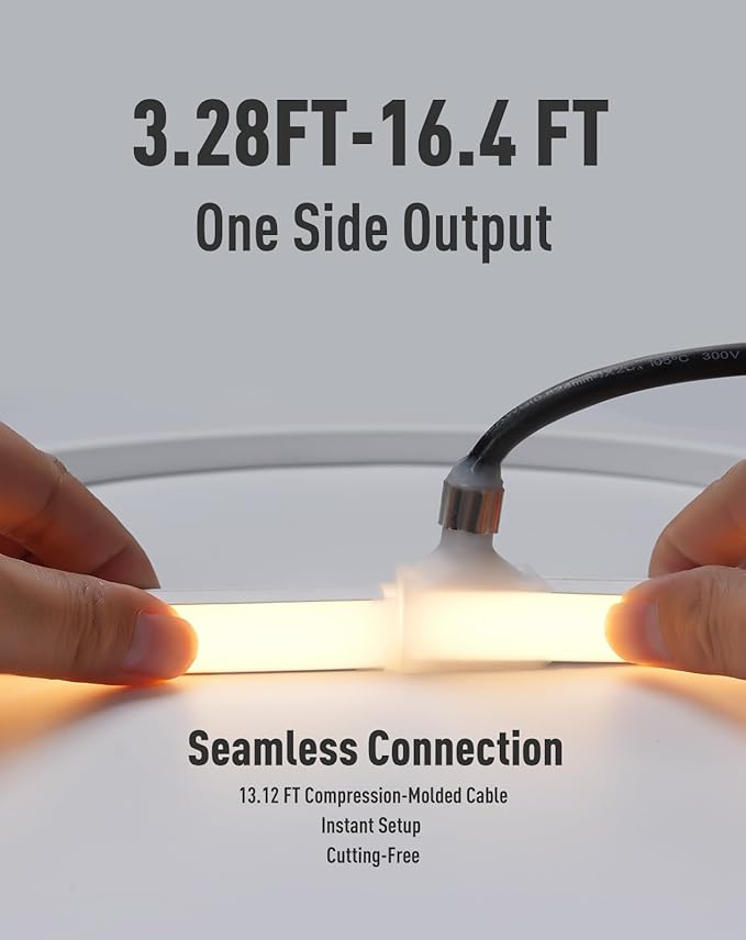 Shine Decor IP68 Waterproof LED Strip Light, 24V Pool Rated Submersible Silicone Neon, Underwater Outdoor LED Rope Light for Pool Fountain Waterfall Bathtub, 16x16mm, Warm White, 13.12FT
