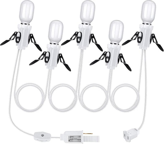 Leelosp 1 Pack Accessory Cord with 5 Milky White LED Light Bulb and Female Plug, Compatible with Department 56 Christmas Village, 13 Ft UL Certification Christmas Village Light Replacement Cord