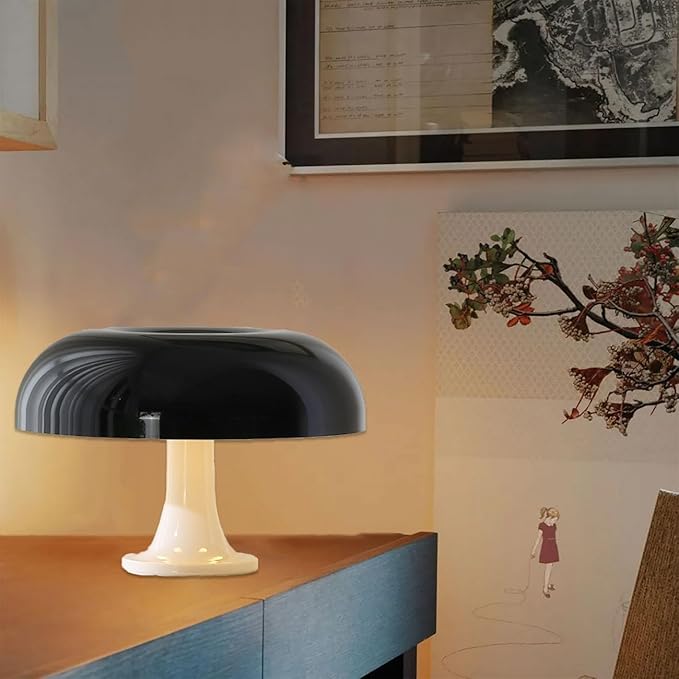 Mushroom Lamp, Dimmable Mushroom Table Lamp with 3 Lighting Modes, Mid Ccentury Retro Lamp, Mushroom Shade Shaped Desk Lamp, Night Light Bedside Lamp, Home Decor Aesthetic Lamp (Plug Powered) (White)