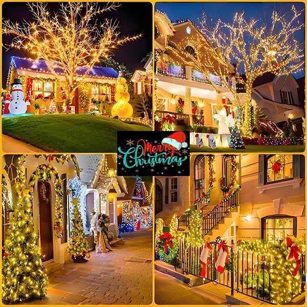 6 Pack Solar String Lights for Outside, 285 FT Total 720 LED Solar Chrismas Lights Outdoor with 8 Modes & Memory Function, Waterproof Twinkle Light for Xmas Tree Yard Party Decorations (Warm White)