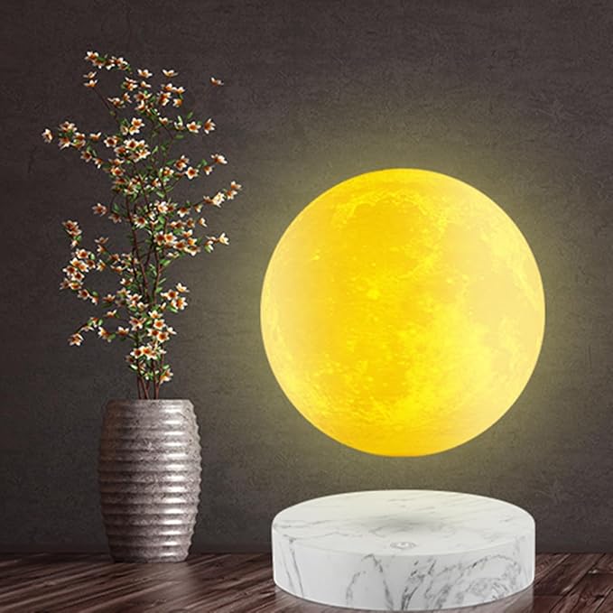 Magnetic Levitating Moon Lamp Rotating Floating Moon Lamp Night Light 3 Colors Moon Levitating Lamp Decorative for Living Room