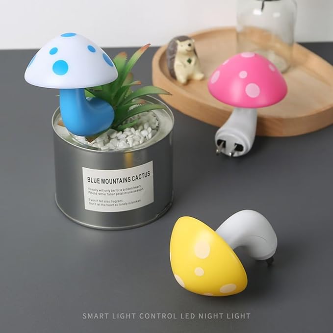 Cute Mushroom Lamp 2 PCS Set Blue Bedside Sensor Night Light Control Plug-in Led Light for Bedroom Sleep Night Light Atmosphere Light（Blue）