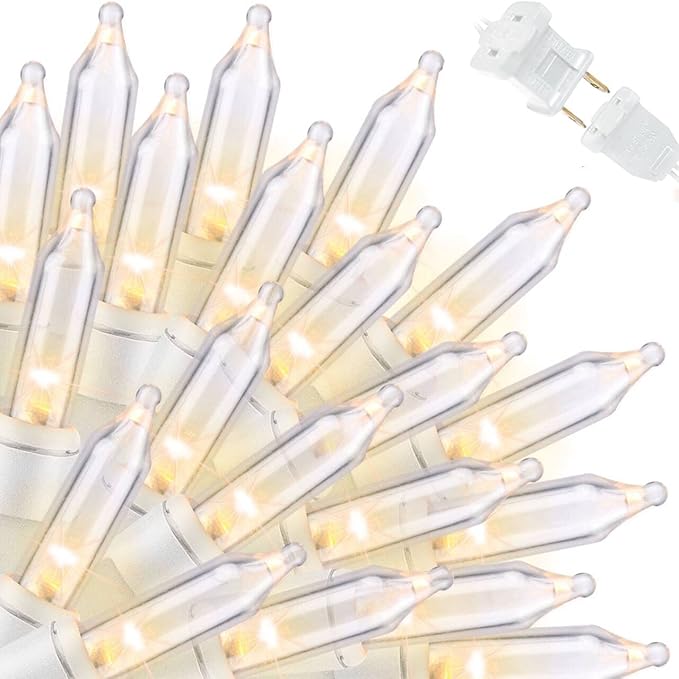 LAMPHOME Christmas Lights 2PACK 150count Mini Clear Lights White Wire Christmas Tree String Lights Set for Outdoor Indoor Christmas Decorations Wedding Valentines Day Decor,UL Certified （31.9ft X2）