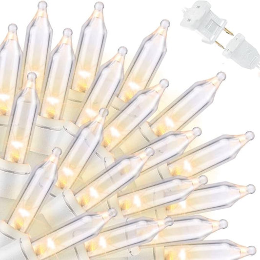 LAMPHOME Christmas Lights 2PACK 150count Mini Clear Lights White Wire Christmas Tree String Lights Set for Outdoor Indoor Christmas Decorations Wedding Valentines Day Decor,UL Certified （31.9ft X2）