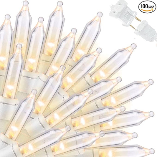 LAMPHOME Christmas Lights 150 Count Mini Clear Valentines Lights 31.9ft White Wire Christmas Tree String Lights for Outdoor Indoor Christmas Decorations Wedding Valentines Day Decor,UL Certified