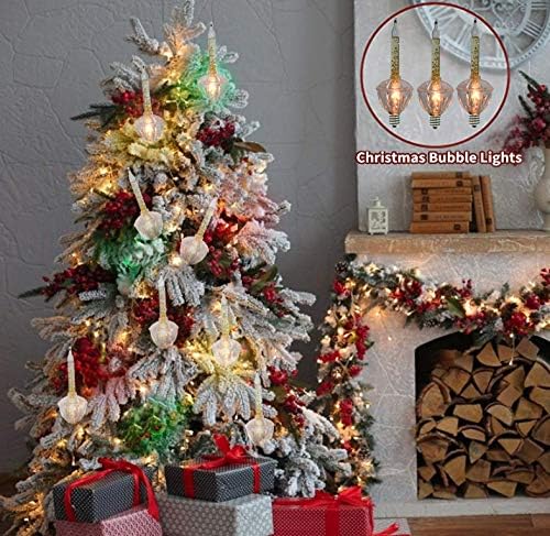 Gold Christmas Bubble Lights Set, 11Ft Vintage Christmas String Lights with 8 Golden Bubble Lights (1 Spare ) C7/E12 Base, UL Listed for Indoor Outdoor Holiday Tree Fireplace Window Party Decorations
