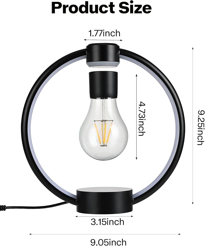 Levitating Table Lamp, Decorative Desk Lamp with 3 Light Modes and Touch Sensor, 360° Rotating LED Bulbs Bedside Lamps Cool Night Light for Living Room Bedroom Nightstand Table Patio