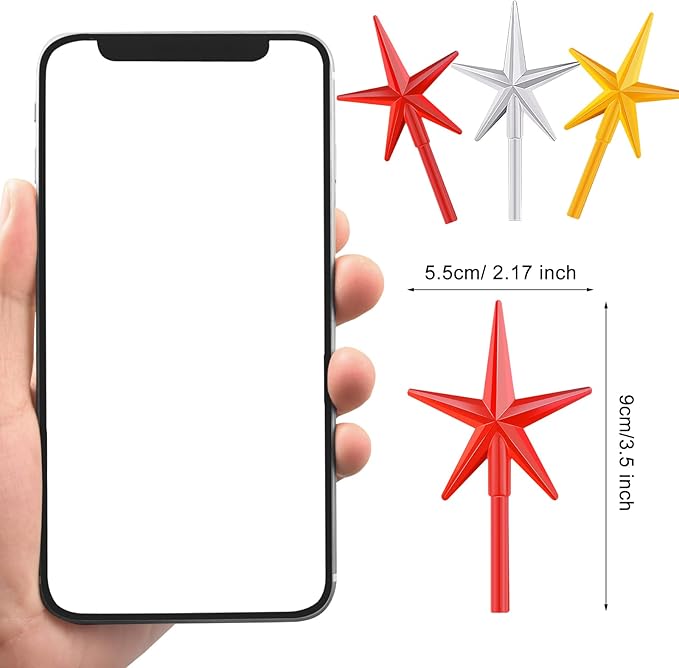 WILLBOND 6 Pieces Ceramic Christmas Tree Star Replacement Light Ceramic Tree Star Ornament Christmas Replacement Light Bulbs Accessories(Red, Yellow, Transparent)