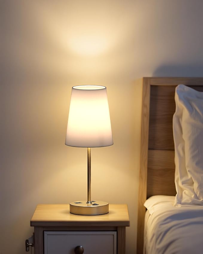 Addtam Bedside Table Lamp for Bedroom, 3-Way Dimmable Lamp with AC Outlet and USB C Charging Ports(PD 20W), Lamps with Shade for Night Stands, Living Room, Desk, and Home Office