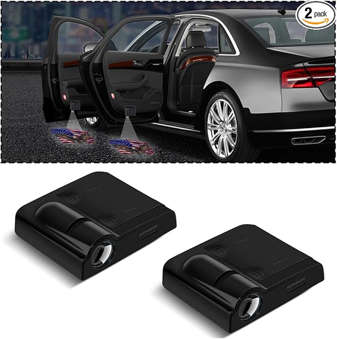 2Pcs Universal Car Door Lights Logo Projector, Auto Door Projection Wireless LED Welcome Courtesy Light, Welcome Ghost Shadow Lamp Vehicle Accessories Fit for Most Cars (Style C)