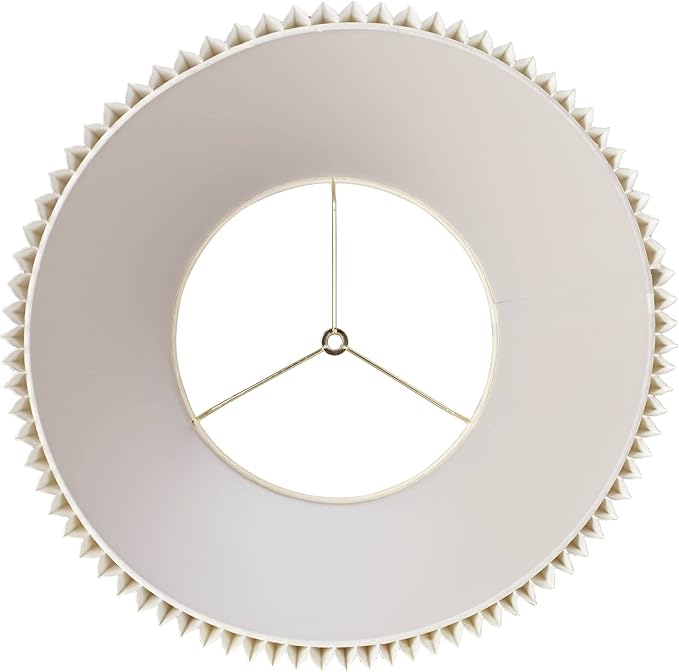 Empire Lamp Shade Ivory Knife Pleated Large 11" Top x 18" Bottom x 12" High Spider with Replacement Harp and Finial Fitting - Springcrest
