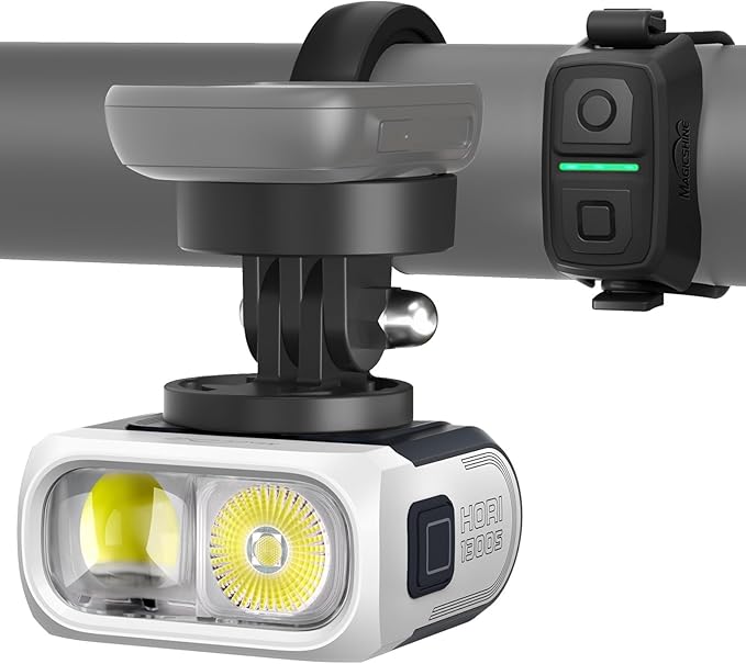 Magicshine HORI1300S Bike Headlight, Compatible with Garmin/Wahoo, 1300 Lumens High & Low Beam Front Light, USB-C Rechargeable, IPX6 Waterproof for Night Riding and Urban Cycling