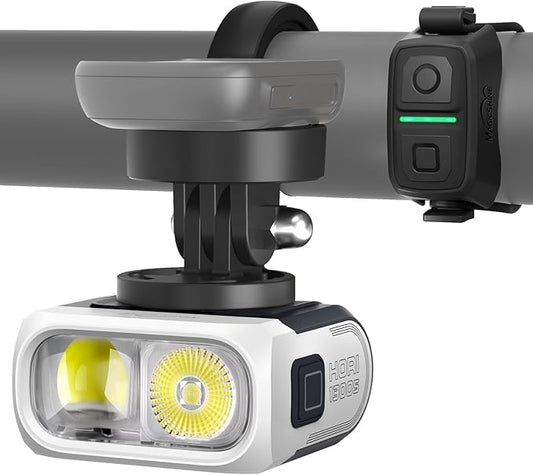 Magicshine HORI1300S Bike Headlight, Compatible with Garmin/Wahoo, 1300 Lumens High & Low Beam Front Light, USB-C Rechargeable, IPX6 Waterproof for Night Riding and Urban Cycling