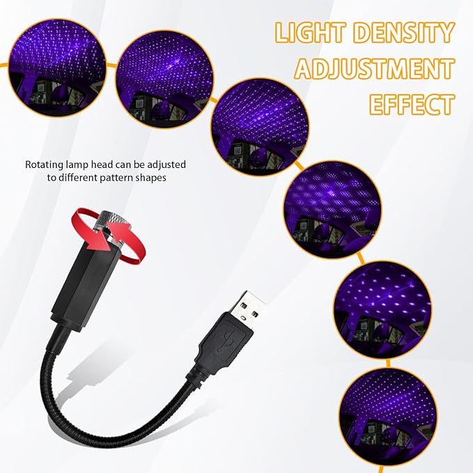 USB Projector Night Light, Highlighted Car Roof Light, Auto Interior LED Romantic Atmosphere Light, Adjustable Night Lamp for Bedroom Party, Universal Decor Car Accessories (Purple)