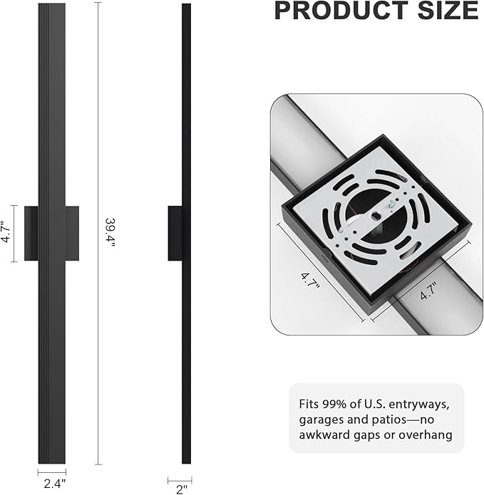 LamQee 39.4 In Aluminum Long Outdoor Wall Light, 3000K 2500LM Integrated LED Waterproof IP65, Linear Modern Exterior Lighting Fixtures Wall Mount Outside Sconce for House Porch Patio Garage Front Door