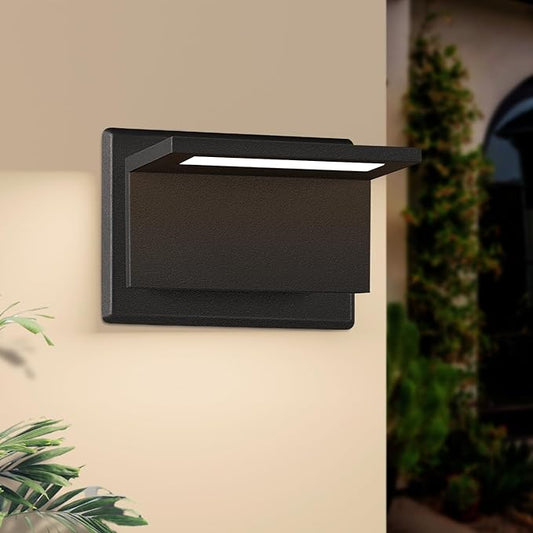 Outdoor Wall Sconce Light LED Wall Mount Lamp Modern Wall Lighting Fixture Aluminum Black Lantern for Porch Front Door Garden Yard Patio Garage Walkway Hallway