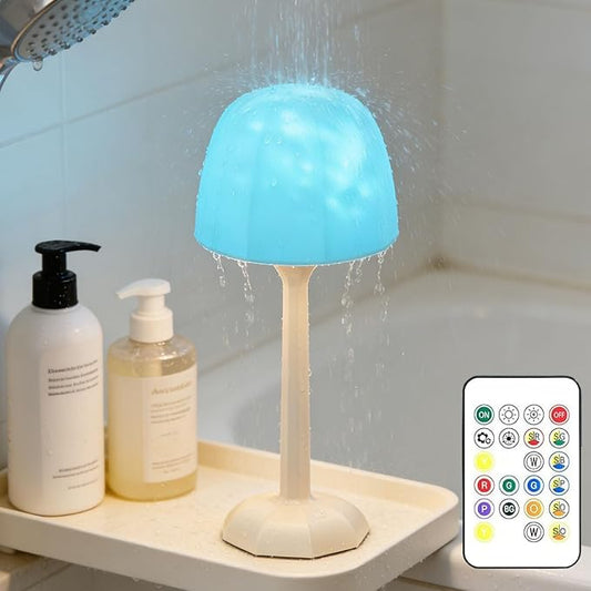 Shower Lamp Ocean Wave Projector Light - 2400mAh Battery Powered Water Ripple Projector Light Rechargeable Water Effect Shower Lights Waterproof for Bathroom Bedroom