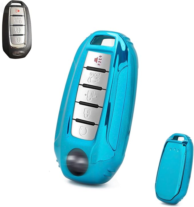 x xotic tech Blue TPU Key Fob Shell Full Cover Case,Compatible with Infiniti Q50 Q60 QX50 QX55 QX60 Smart Keyless Entry Key
