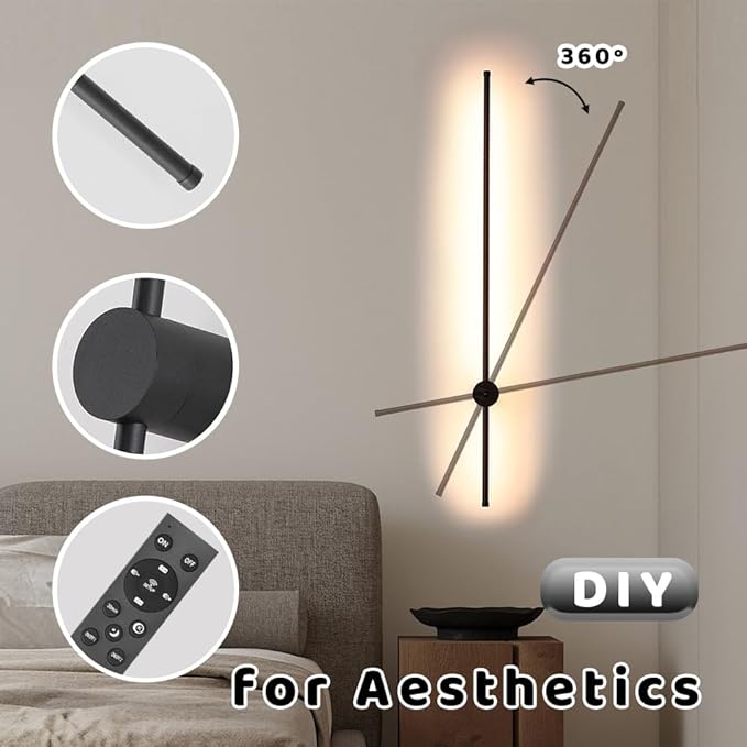 BLUEYE Battery Operated Wall Sconce,Remote Control,Soft Warm 2700K-6000K,Aluminum,Rechargeable,50W Equivalent Lamp,No Flicker,600Lumens,Dimmable,Gold,Set of Two for Non-Hardwired,39-Inch, 2Packs