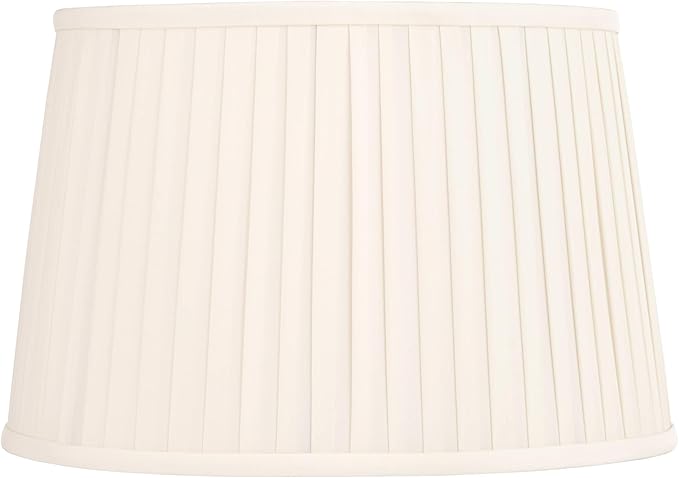 Mapo 14" Top x 17" Bottom x 11" High x 11" Slant Lamp Shade Replacement Large Cream Drum Round Tapered Traditional Fabric Pleated Softback Washer Harp Finial - Springcrest