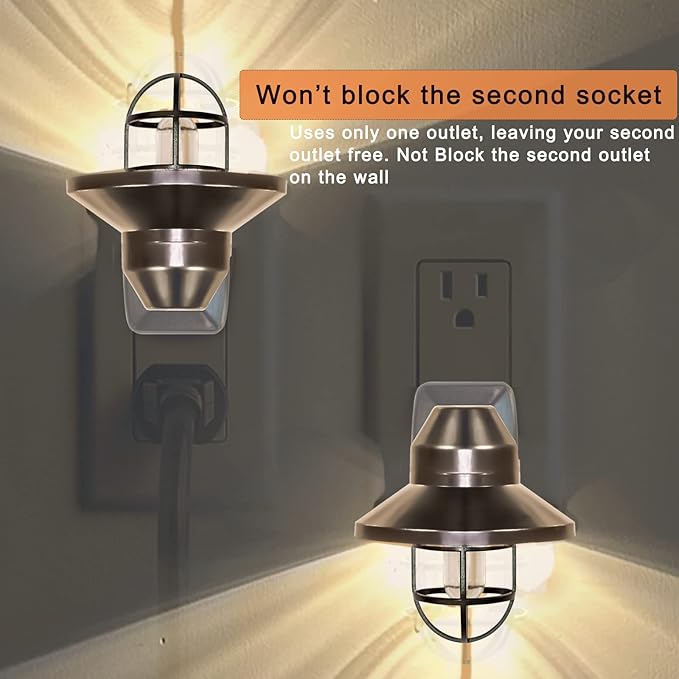ETL Plug in 6 Pack,ETL Night Lights Plug Into Wall with Dusk to Dawn, Vintage Rustick Farmhouse Night Light 2700K,for Kitchen, Hallway, Bedroom, Bathroom Decor