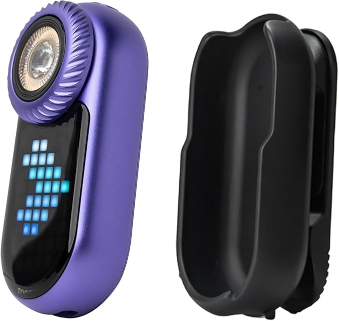 LOOPDOT EDC Flashlight (with DotClip) – Rechargeable Small and Powerful LED Flashlight with RGB Pixel Display, Interactive Games, Adjustable Brightness – Cool Gadget Gift for Kids & Adults (Purple)