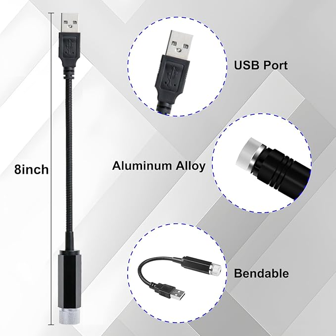 LEDCARE USB Projector Night Light, Portable Adjustable Star Roof Light Car Interior LED Romantic Atmosphere Star Projector for Cars Trucks Bedroom Party Decoration((Violet Blue)