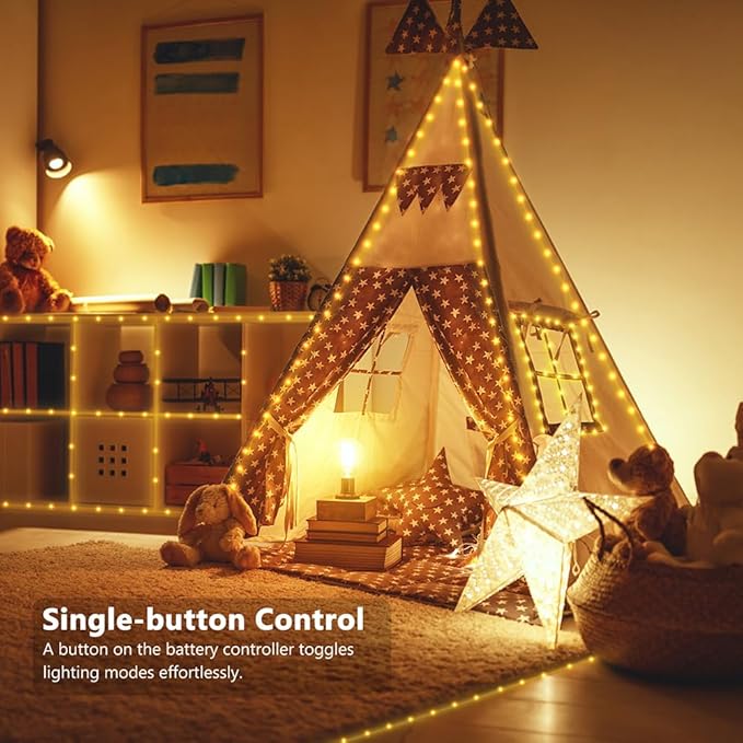 Battery Operated String Lights (1 Pack), 16.5ft 50 LED Twinkle Fairy String Lights Battery Powered with Auto Timer for Indoor Outdoor Christmas Trees Wreath Decoration Party Bedroom Garden Warm White