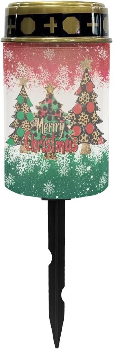 Christmas Tree Prayer Cemetery Solar Lights for Grave Cemetery Decor Candle Lamp Cross and Floral Grave Solar Lights Christmas Decorations