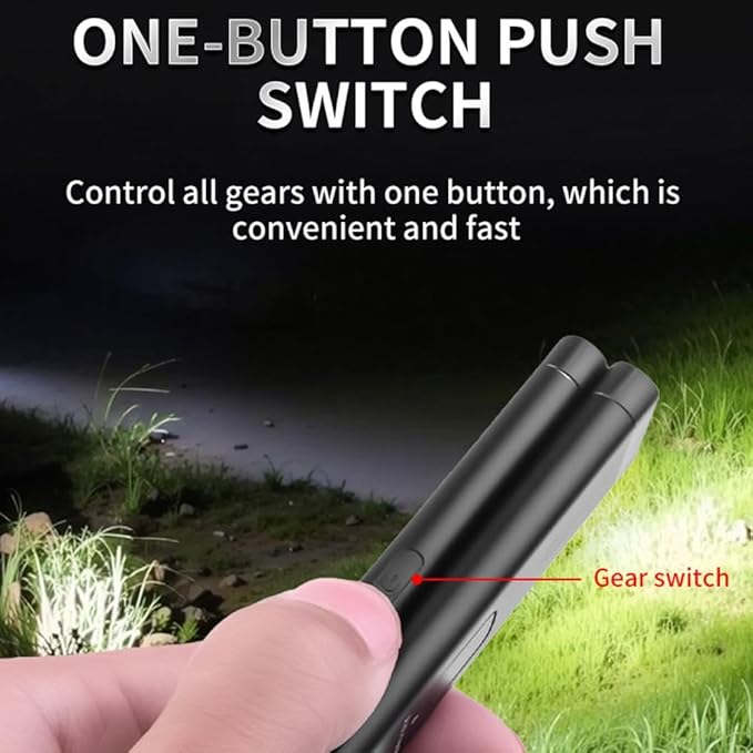 Ultra-Thin Foldable EDC Flashlight, Compact Multi-Mode Pocket LED Flashlight, USB-C Rechargeable, IPX4, Dual Material, Red/Blue Strobe