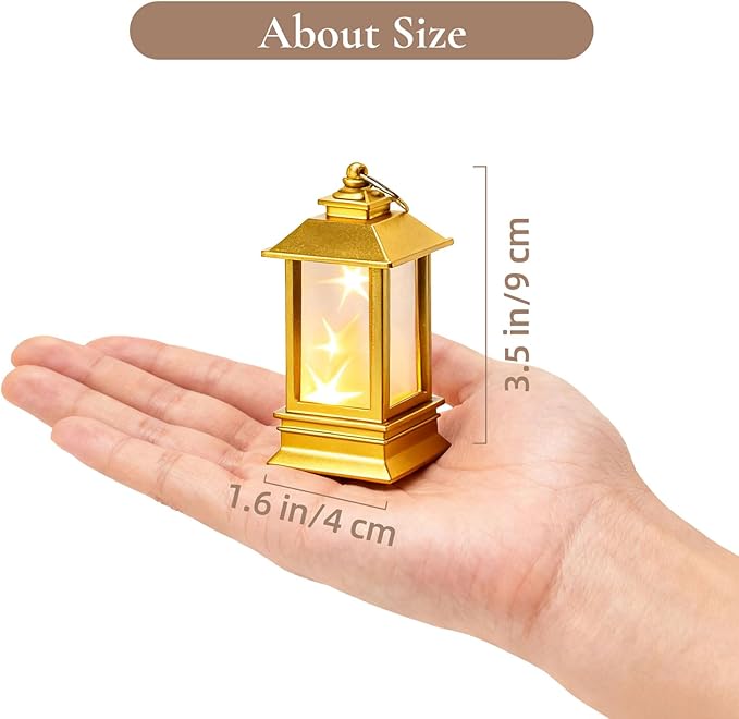 Gold Lanterns Decorative Indoor: 24 Pcs Starlight Mini LED Lantern for Centerpiece Table Decorations Halloween Christmas Wedding Party Camping Decor