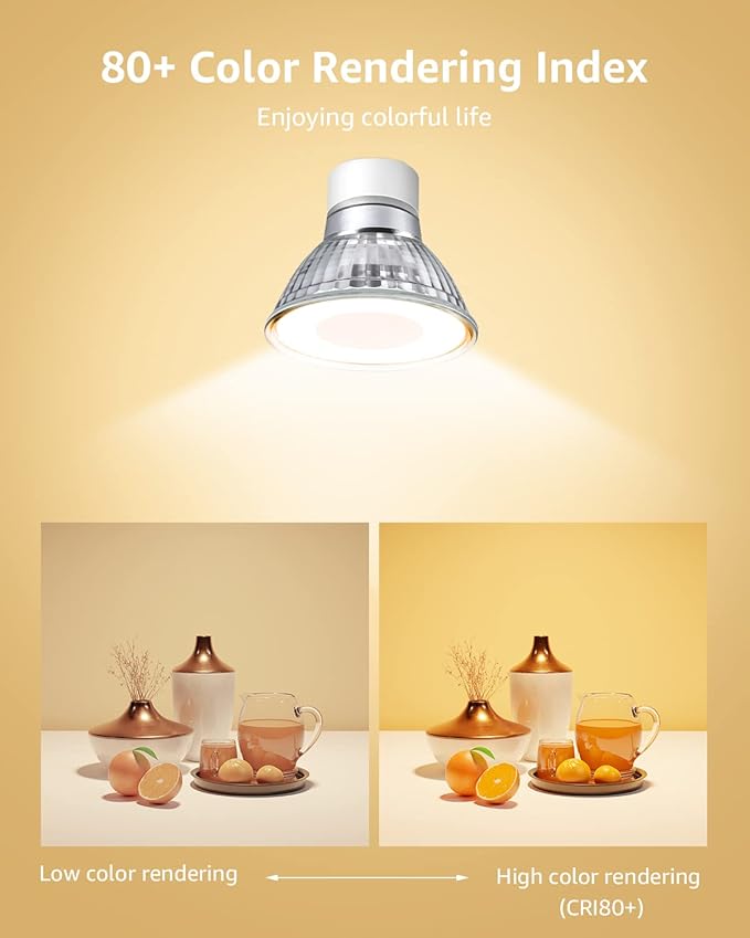Lepro Non-Dimmable GU10 LED Light Bulbs, 2700K Soft Warm Light GU10 Bulb Replacement for Recessed Track Lighting, 4W LED Bulbs with 100°Flood Beam for Kitchen, Range Hood, Living Room, Bedroom, 3 Pack