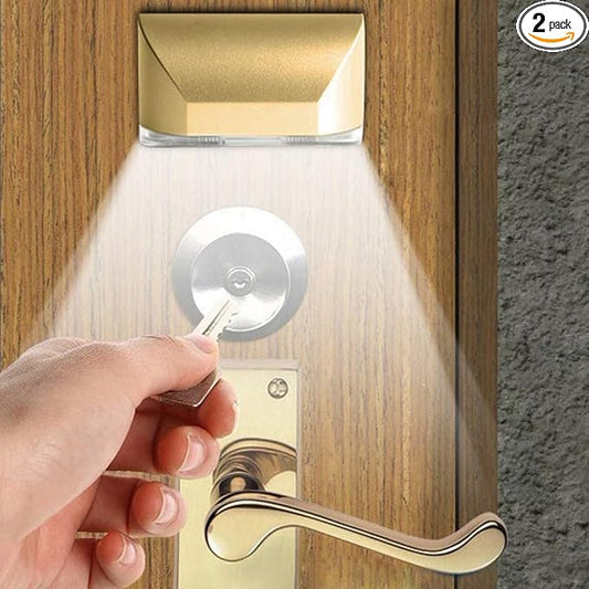 Door Light, Keyhole Light with Auto Sensor Motion Detector, LED Night Light for Bathroom, Kids Room, Kitchen, Bedroom, Stairway(2 Gold)