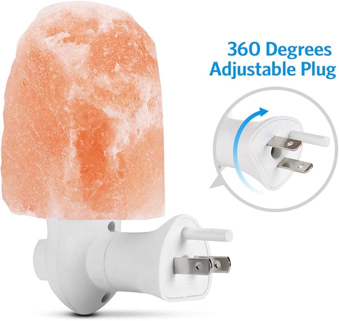 AMIR (Upgraded) Salt Lamp, Natural Himalayan Crystal Salt Light with 4 Bulbs, 11.2oz Mini Hand Carved Night Light, with UL-Certified Wall Plug, Decoration Salt Rock Lamp (2 Pack)