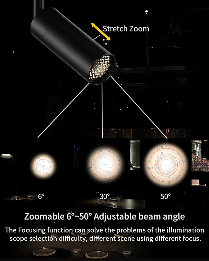 LED Track Lighting Heads Compatible with H Type 3-Wire Rail Ceiling Spotlight for Indoor Cafe Bar Dining Room Restaurant Lighting