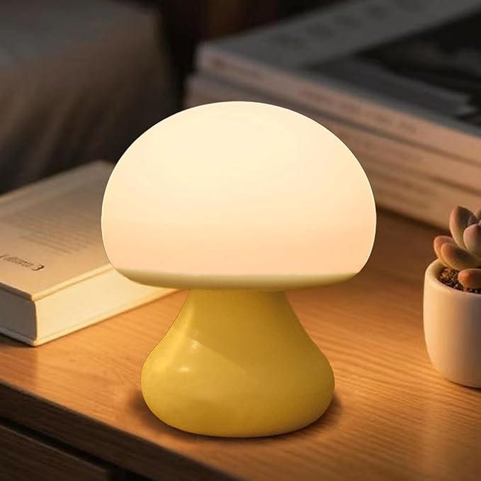 Vivilumens Mushroom Night Light for Kids 3 Level Dimmable Touch Control, Auto-Off Timer, Baby Safe BPA-Free Silicone, Portable Cordless Night Lamp Birthday Gifts for Nursery Bedroom Decor Travel