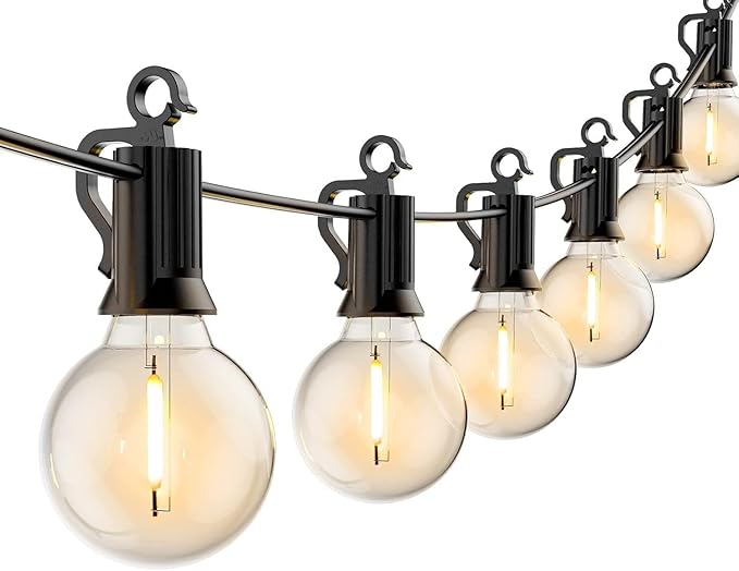 Brightown Outdoor String Lights - Globe Patio Lights 38 Ft with 15 G40 Shatterproof Bulbs, Waterproof Connectable Commercial Outdoor Light for Backyard, Bistro, Porch, Cafe, Deck