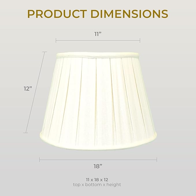 Royal Designs, Inc. Empire English Pleat Lamp Shade, BSO-724-18LNEG, 11 x 18 x 12, Linen Eggshell