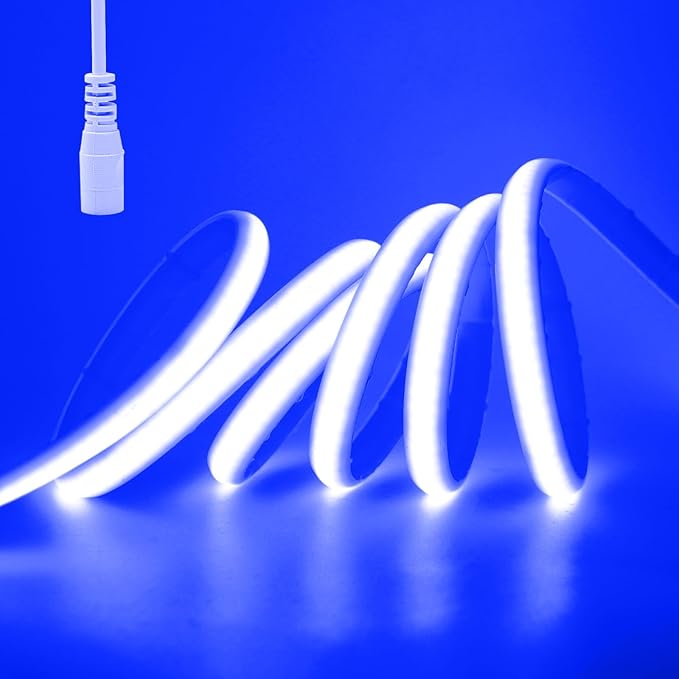 KISUFU 12V DC COB LED Strip, 320 LEDs/m Waterproof IP68 Flexible Neon Light Strip for Living Room, Bedroom, Kitchen, DIY Outdoor Party, Holiday Decoration. (Without Power Adapter)