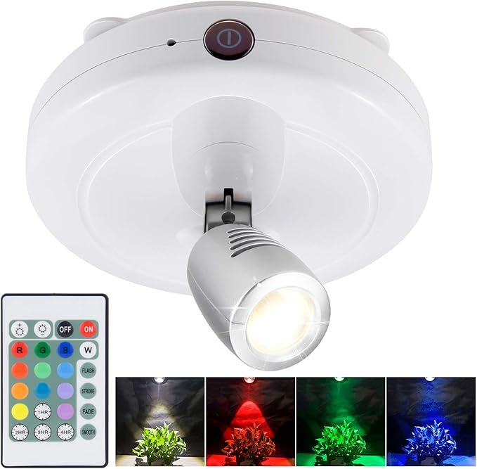 BIGMONAT Cordless Spotlight Battery Operated, RGB Picture Light with Remote and Timer, Color Changing Display Lamp, Dimmable LED Accent Lighting for Artwork Painting Dartboard Plant Gallery