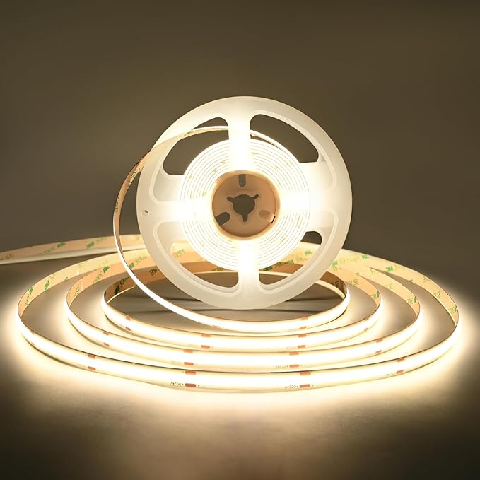 COB LED Strip Lights UL Listed DC 24V LED Lights Flexible Super Bright LED Strips,16.4ft 4000K Natural White,CRI 90+,2400LEDs High Density Uniform Light for Home Room Décor