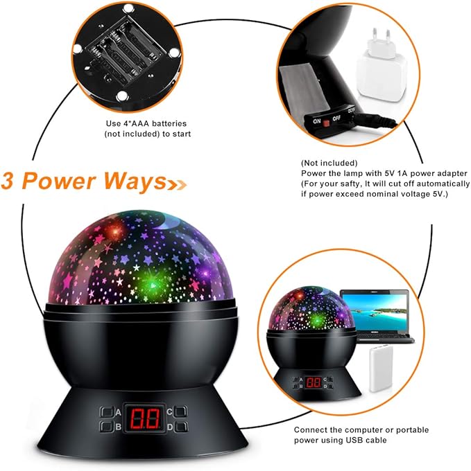 Star Projector Night Lights for Kids with Timer, Toys for 2-5-14 Year Old Boys Room Lights for Kids Glow in The Dark Stars Moon for Child Sleep Peacefully, Birthday Gifts for Boys-Black